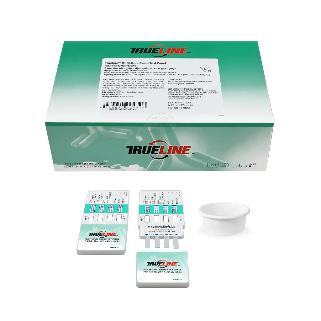 Trueline™ Multi-Drug Rapid Test Panel (AMP/KET/MET/MOP) (Hộp 5 Test)