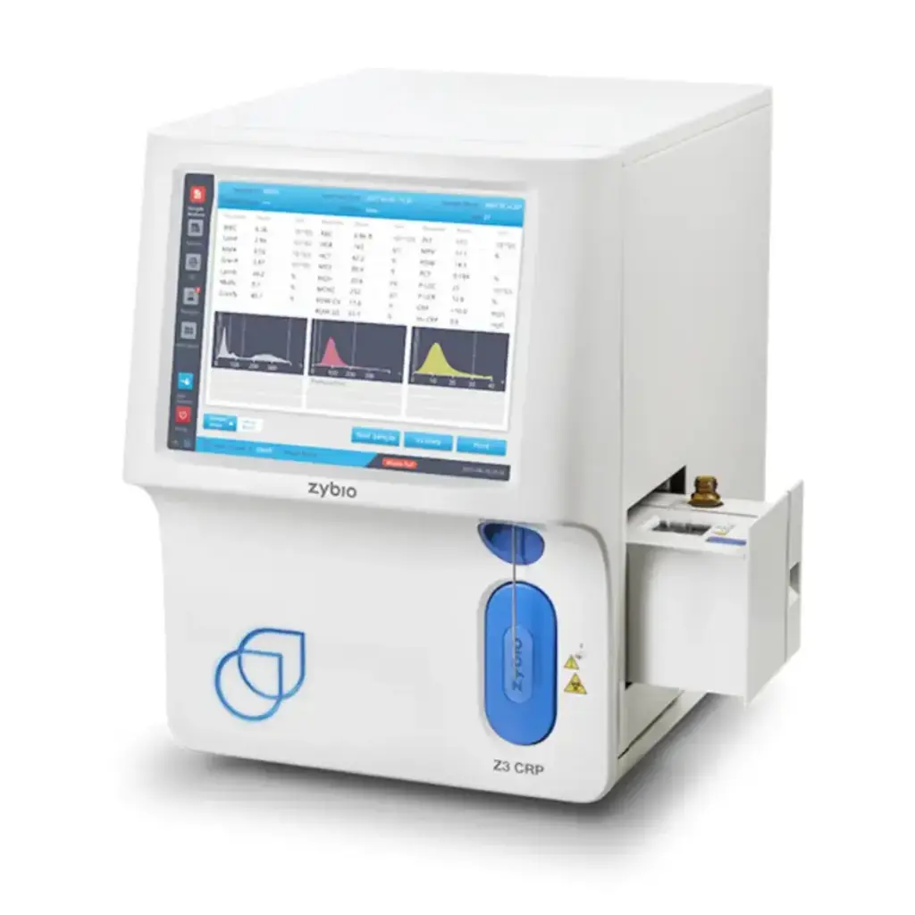 Bộ Máy phân tích huyết học Hematology Analyzer (Model: Z3CRP) gồm: 1 máy huyết học; 1 can Diluent; 1lọ Lyse; 1 hộp Cleanser