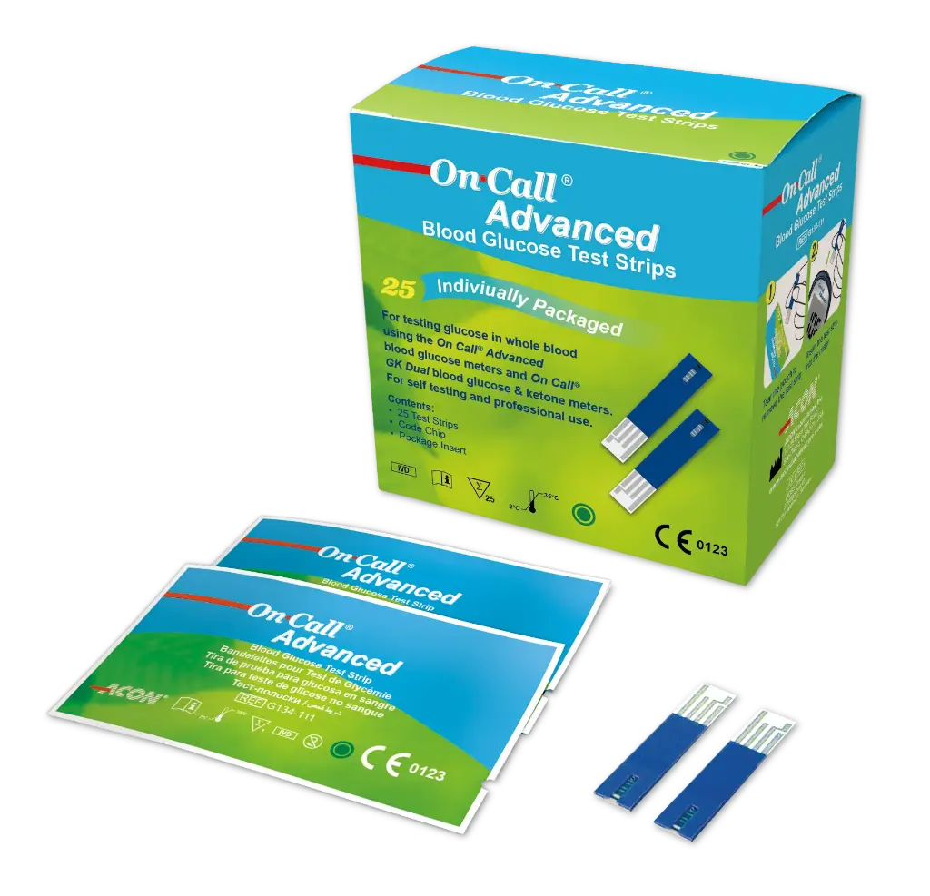 Que thử đường huyết (Oncall Advanced Blood Glucose Test Strip) (Hộp 50 test)