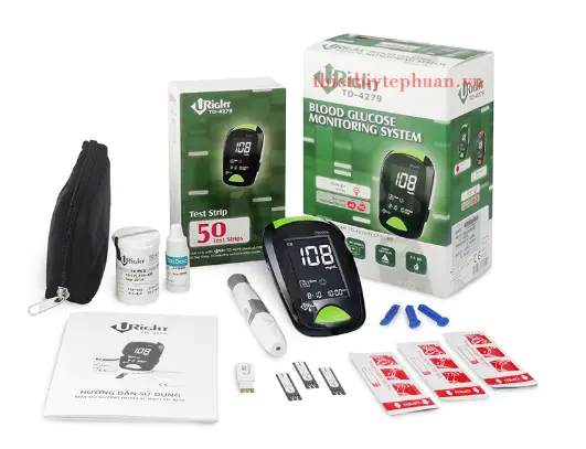 G030203-B2(mới): 01 máy đo đường huyết Uright™ TD-4279 Blood Glucose Monitoring Systems, 03 x hộp 50 que thử đường huyết (vỉ)