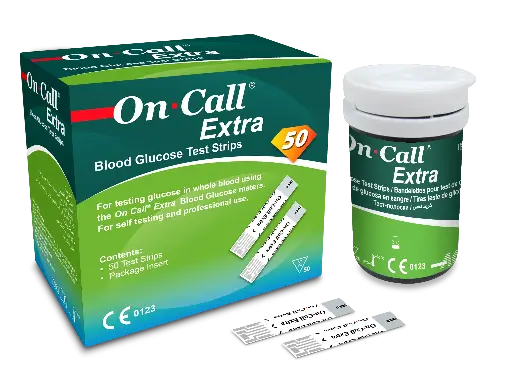 [G135-10H-1/25] Que thử đường huyết (Oncall Extra Blood Glucose Test Strip) (Hộp 25 test) (Box 25)