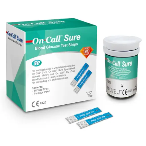 [G135-10U-1/200] Que thử đường huyết (Oncall Sure Blood Glucose Test Strip) (Hộp 200 test) (Hộp 4 x Lọ 50)