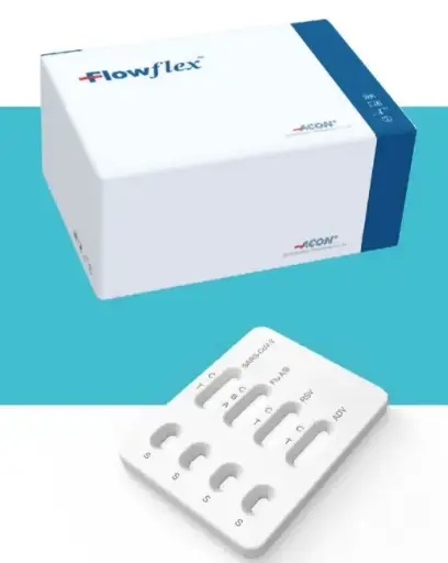 [L031-12335] Khay thử xét nghiệm định tính và phân biệt kháng nguyên SARS-CoV-2, Influenza A, Influenza B, RSV, Adenovirus (Flowflex™ SARS-CoV-2 & Flu A/B & RSV & Adenovirus Antigen Combo Rapid Test) (Hộp 20 test) (Hộp 20)