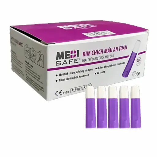 Kim chích máu an toàn [Medisafe® Blood Lancet] (Hộp 100)