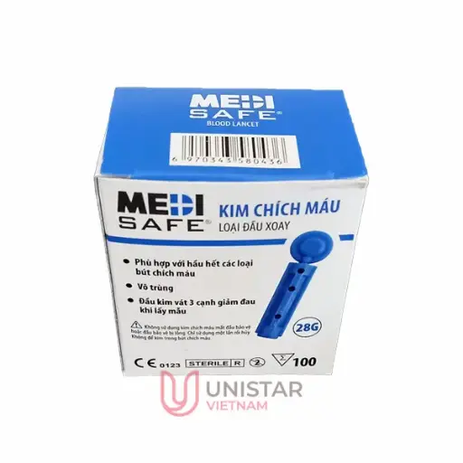 [HSTL28] Kim chích máu loại đầu xoay [Medisafe® Blood Lancet] (Hộp 100)