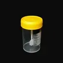 [PFA0020602] Lọ mẫu phân nhựa PP 60mL, nắp vàng, có nhãn (Túi 100)