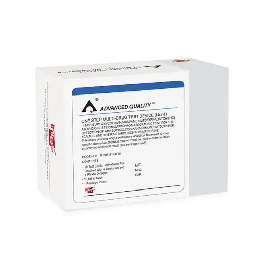 [ITP06103-DT20] Panel thử xét nghiệm định tính Methylenedioxymethamphetamine, Methamphetamine, Opiates (Morphine), Marijuana trong nước tiểu [Advanced Quality One Step Multi-Drug Screening Test (MDMA/MET/OPI/THC)] (Hộp 20)