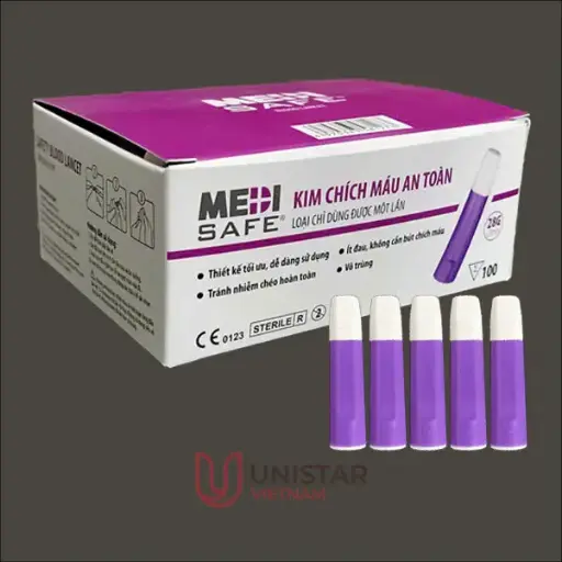 [SCSL28] Kim chích máu an toàn 28G (100 chiếc/hộp) (100 xét nghiệm/hộp)